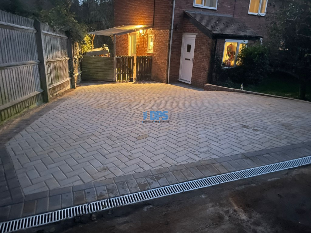 Block Paved Driveway with Brick Retaining Wall in Gloucester